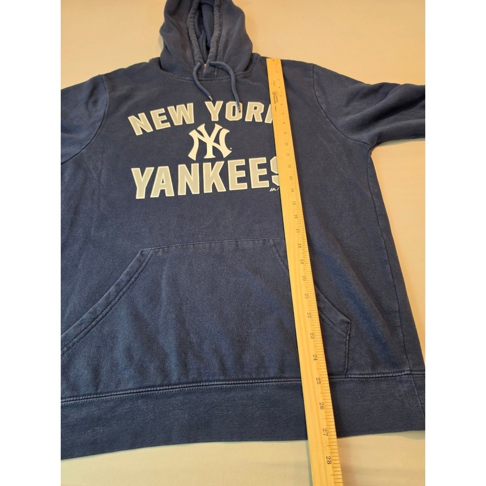 Majestic New York Yankees Hoodie Mens Medium Navy Blue MLB Pullover Sweatshirt - Picture 6 of 8